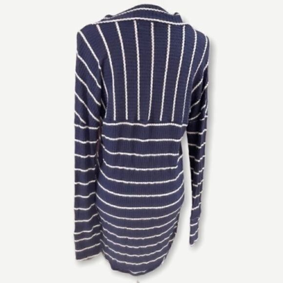 Caslon Mock Neck Sweater Tunic Navy with white S - Picture 5 of 7